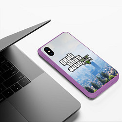 Чехол iPhone XS Max матовый GTA 5, цвет: 3D-фиолетовый — фото 2