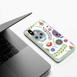 Чехол iPhone XS Max матовый Мексиканские мотивы, цвет: 3D-салатовый — фото 2