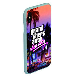 Чехол iPhone XS Max матовый Grand Theft Auto Vice City, цвет: 3D-мятный — фото 2