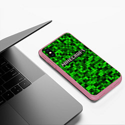 Чехол iPhone XS Max матовый MINECRAFT CREEPER КАПЮШОН, цвет: 3D-малиновый — фото 2