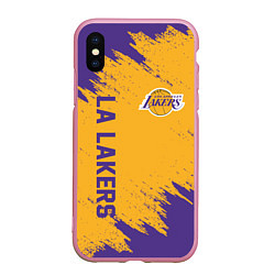 Чехол iPhone XS Max матовый LA LAKERS, цвет: 3D-розовый