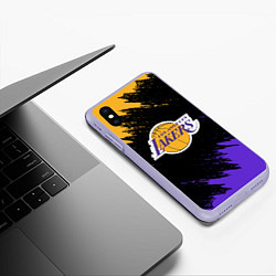 Чехол iPhone XS Max матовый LA LAKERS, цвет: 3D-светло-сиреневый — фото 2