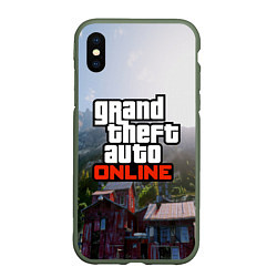 Чехол iPhone XS Max матовый GTA Online, цвет: 3D-темно-зеленый