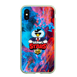 Чехол iPhone XS Max матовый BRAWL STARS MRP, цвет: 3D-салатовый