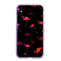 Чехол iPhone XS Max матовый Фламинго, цвет: 3D-светло-сиреневый