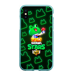 Чехол iPhone XS Max матовый Brawl Stars Leonard Carl, цвет: 3D-мятный