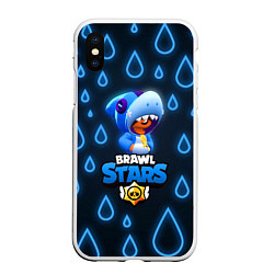 Чехол iPhone XS Max матовый Brawl Stars Leon Shark, цвет: 3D-белый