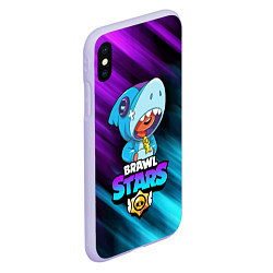 Чехол iPhone XS Max матовый BRAWL STARS LEON SHARK, цвет: 3D-светло-сиреневый — фото 2