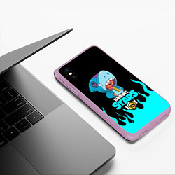 Чехол iPhone XS Max матовый BRAWL STARS LEON, цвет: 3D-сиреневый — фото 2