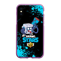 Чехол iPhone XS Max матовый BRAWL STARS 8-BIT, цвет: 3D-фиолетовый