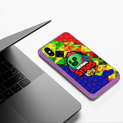 Чехол iPhone XS Max матовый BRAWL STARS SPIKE, цвет: 3D-фиолетовый — фото 2