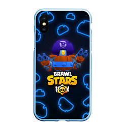 Чехол iPhone XS Max матовый Brawl Stars Darryl, цвет: 3D-голубой