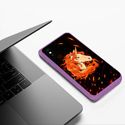 Чехол iPhone XS Max матовый Огненный единорог, цвет: 3D-фиолетовый — фото 2