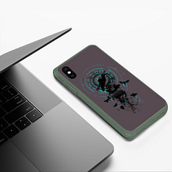 Чехол iPhone XS Max матовый Черный ворон, цвет: 3D-темно-зеленый — фото 2