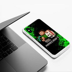 Чехол iPhone XS Max матовый MINECRAFT, цвет: 3D-белый — фото 2