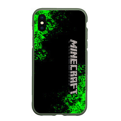 Чехол iPhone XS Max матовый MINECRAFT, цвет: 3D-темно-зеленый