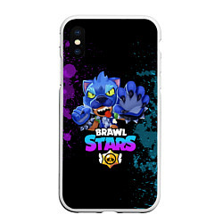 Чехол iPhone XS Max матовый Brawl Stars LEON, цвет: 3D-белый