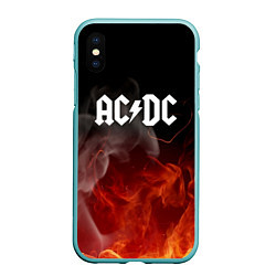 Чехол iPhone XS Max матовый AC DC, цвет: 3D-мятный