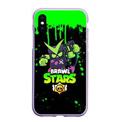 Чехол iPhone XS Max матовый BRAWL STARS VIRUS 8-BIT, цвет: 3D-светло-сиреневый