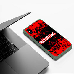 Чехол iPhone XS Max матовый Roblox, цвет: 3D-темно-зеленый — фото 2