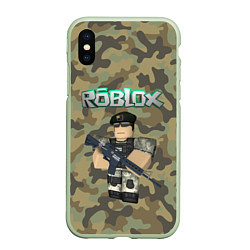 Чехол iPhone XS Max матовый Roblox 23 February Camouflage