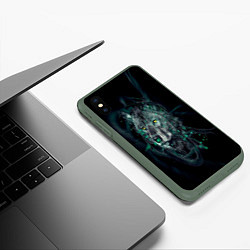 Чехол iPhone XS Max матовый ВОЛК, цвет: 3D-темно-зеленый — фото 2