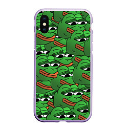 Чехол iPhone XS Max матовый Pepe The Frog, цвет: 3D-светло-сиреневый