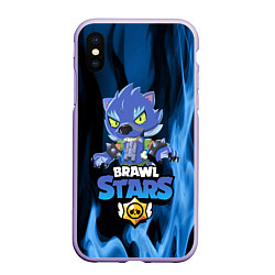 Чехол iPhone XS Max матовый BRAWL STARS LEON ОБОРОТЕНЬ, цвет: 3D-светло-сиреневый