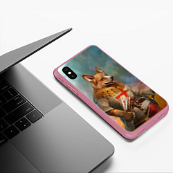 Чехол iPhone XS Max матовый КОРГИ ЛУЧНИК, цвет: 3D-малиновый — фото 2