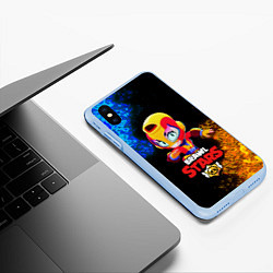 Чехол iPhone XS Max матовый Brawl Stars MAX, цвет: 3D-голубой — фото 2