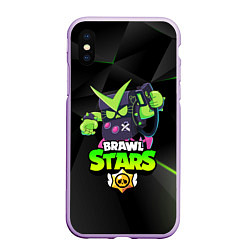 Чехол iPhone XS Max матовый BRAWL STARS VIRUS 8-BIT, цвет: 3D-сиреневый