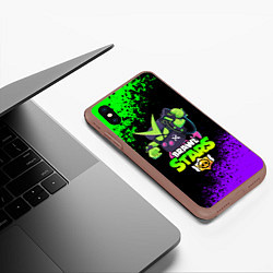 Чехол iPhone XS Max матовый BRAWL STARS VIRUS 8-BIT, цвет: 3D-коричневый — фото 2