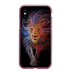 Чехол iPhone XS Max матовый Лев, цвет: 3D-малиновый