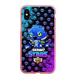 Чехол iPhone XS Max матовый Brawl Stars LEON, цвет: 3D-баблгам