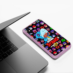 Чехол iPhone XS Max матовый BRAWL STARS LEON SHARK, цвет: 3D-сиреневый — фото 2