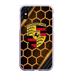 Чехол iPhone XS Max матовый PORSCHE, цвет: 3D-светло-сиреневый