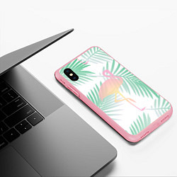 Чехол iPhone XS Max матовый Фламинго в джунглях, цвет: 3D-баблгам — фото 2