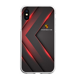 Чехол iPhone XS Max матовый PORSCHE, цвет: 3D-белый