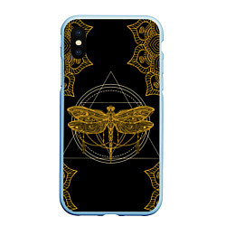 Чехол iPhone XS Max матовый Golden dragonfly