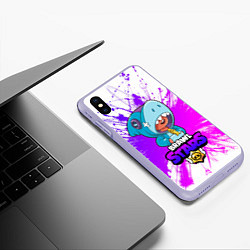 Чехол iPhone XS Max матовый Brawl stars leon shark, цвет: 3D-светло-сиреневый — фото 2