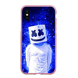 Чехол iPhone XS Max матовый Marshmello, цвет: 3D-розовый