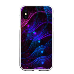 Чехол iPhone XS Max матовый NEON FRACTAL, цвет: 3D-белый