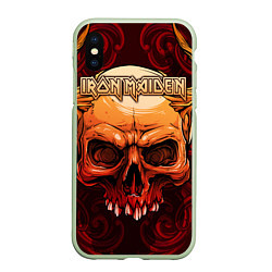 Чехол iPhone XS Max матовый Iron Maiden, цвет: 3D-салатовый