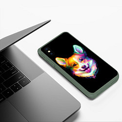 Чехол iPhone XS Max матовый Корги, цвет: 3D-темно-зеленый — фото 2