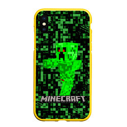 Чехол iPhone XS Max матовый MINECRAFT CREEPER, цвет: 3D-желтый