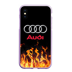 Чехол iPhone XS Max матовый AUDI, цвет: 3D-сиреневый