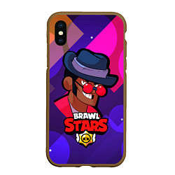 Чехол iPhone XS Max матовый Brawl stars Брок, цвет: 3D-коричневый