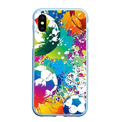 Чехол iPhone XS Max матовый Football Paints, цвет: 3D-голубой