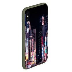Чехол iPhone XS Max матовый Ночной Токио, цвет: 3D-темно-зеленый — фото 2