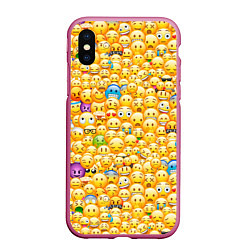 Чехол iPhone XS Max матовый Смайлики Emoji, цвет: 3D-малиновый